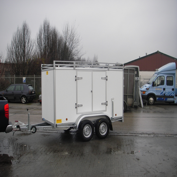 Gesloten bakaanhangwagen dubbelas geremd 2000kg-2m52x1m52x1m80